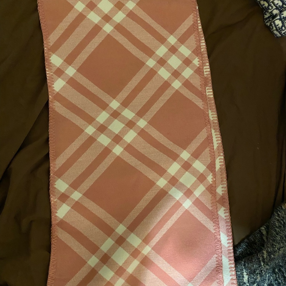 Burberry Coral and White Checkered Scarf - Picture 4 of 4